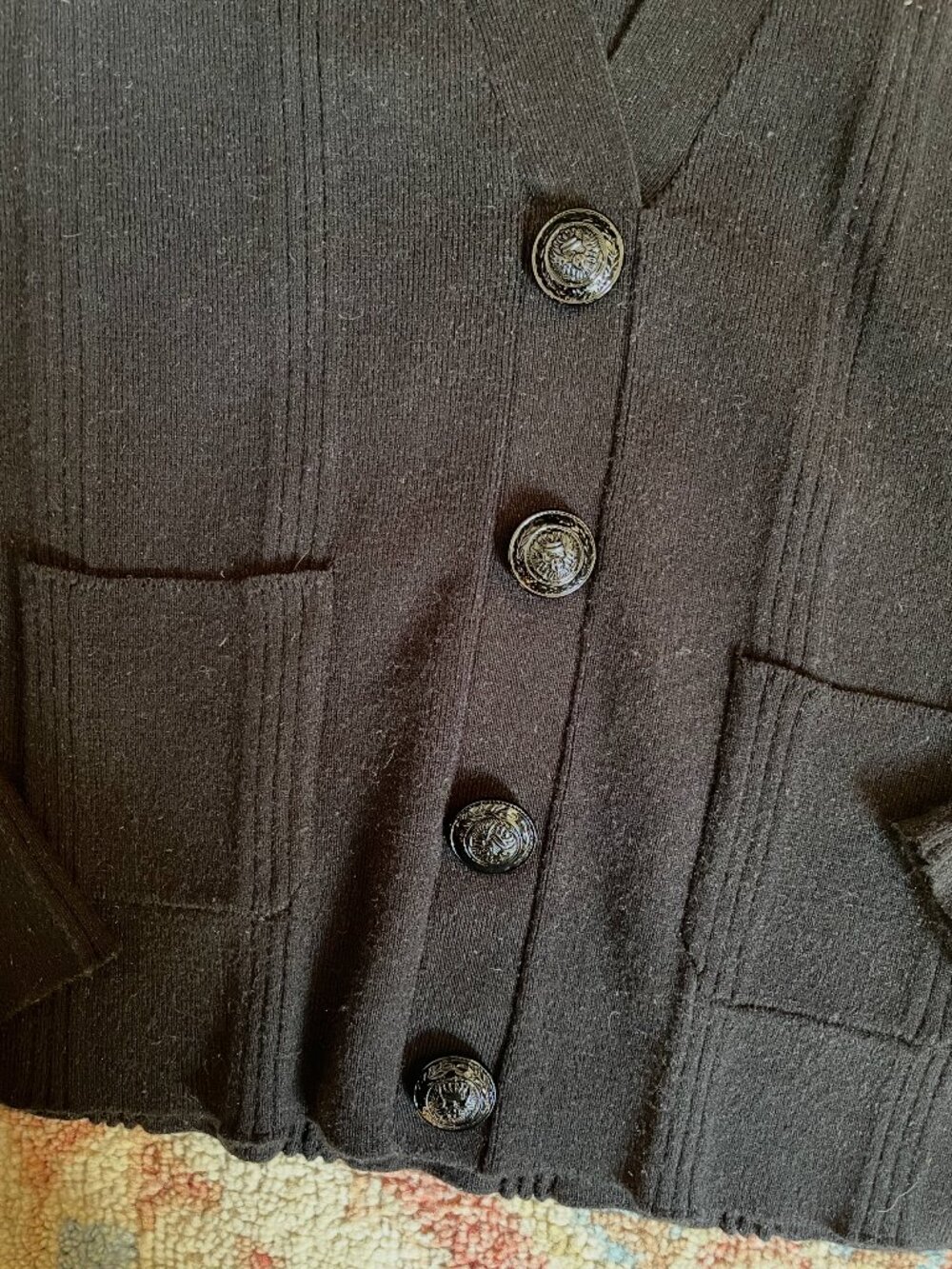 L’Agence Black V-Neck Button Front Sweater — Size L - Picture 3 of 5